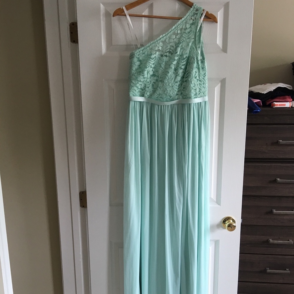 David’s Bridal One Shoulder Lace Bridesmaid Dress